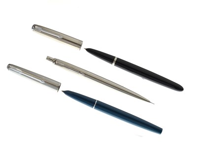 Lot 146 - Two Parker 51 fountain pens and a Parker propelling pencil