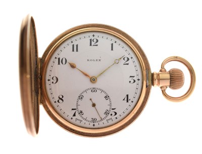 Lot 83 - Rolex - Early 20th century gentleman's gold-plated full hunter pocket watch