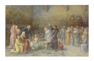 Lot 555 - Florence Elizabeth Maplestone (British 19th century) - Watercolour - Interior scene