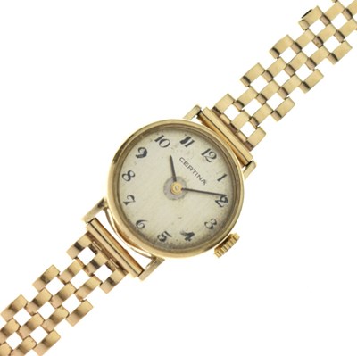 Lot 123 - Certina - lady's yellow metal cocktail watch
