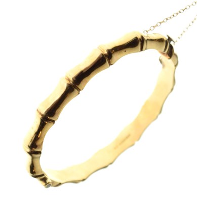 Lot 46 - 9ct gold bamboo hinged bangle