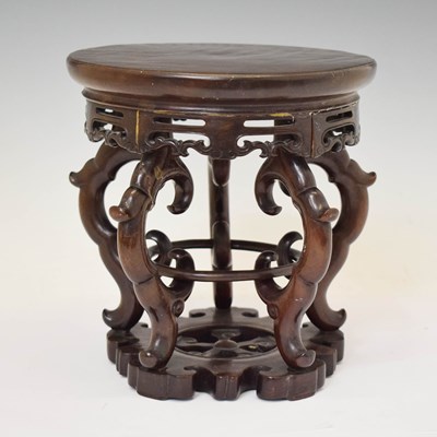Lot 436 - Chinese carved hardwood vase stand