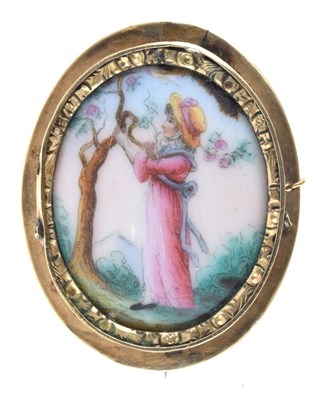 Lot 77 - Ceramic panel brooch