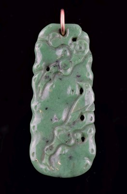 Lot 66 - Carved jade panel pendant