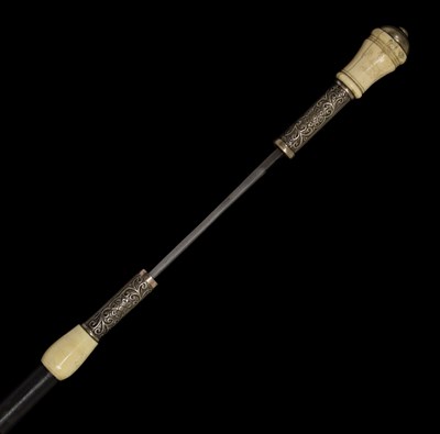 Lot 195 - Sword stick with bone and silver metal fittings, possibly Turkish or Middle Eastern