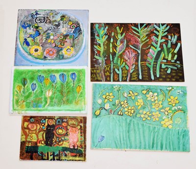 Lot 387 - Elsbeth Buff (20th century, British) - Five acrylics on board and canvas