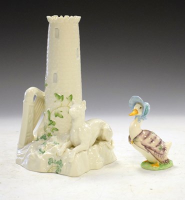Lot 439 - Belleek 'Tower Centrepiece', and Jemima Puddleduck