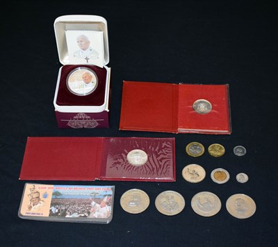 Lot 147 - Collection of world coins commemorating Pope John Paul II, etc