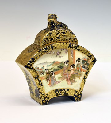 Lot 345 - Kusube - Japanese Meiji period Satsuma fan-shaped pot and cover