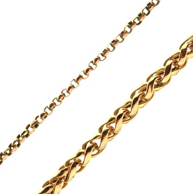 Lot 78 - 9ct gold bracelet, and an unmarked belcher-link chain