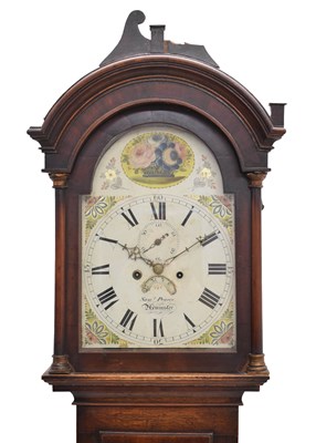Lot 405 - Late George III oak and mahogany-cased 8-day longcase clock, Samuel Pearce, Axminster