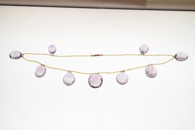 Lot 45 - Late Victorian amethyst and seed pearl 9ct rose gold necklace