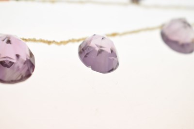 Lot 45 - Late Victorian amethyst and seed pearl 9ct rose gold necklace