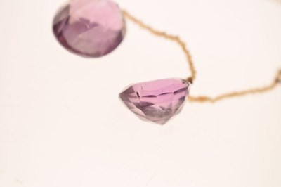 Lot 45 - Late Victorian amethyst and seed pearl 9ct rose gold necklace