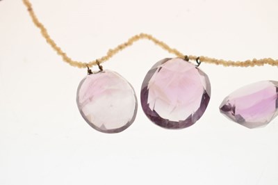 Lot 45 - Late Victorian amethyst and seed pearl 9ct rose gold necklace