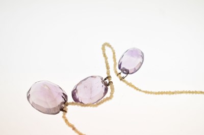 Lot 45 - Late Victorian amethyst and seed pearl 9ct rose gold necklace