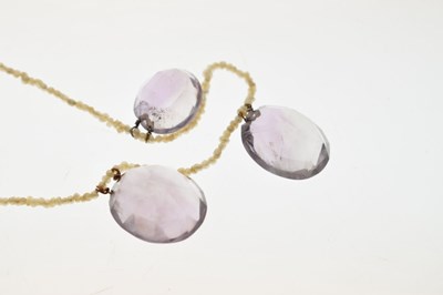 Lot 45 - Late Victorian amethyst and seed pearl 9ct rose gold necklace