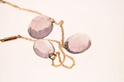 Lot 45 - Late Victorian amethyst and seed pearl 9ct rose gold necklace