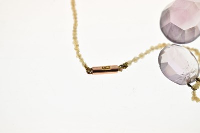 Lot 45 - Late Victorian amethyst and seed pearl 9ct rose gold necklace
