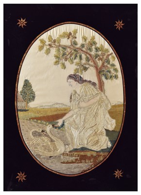 Lot 220 - Regency oval silkwork picture