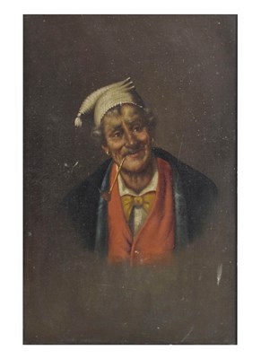Lot 378 - 19th century Italian school - Oil on canvas - Portrait of a gentleman with a pipe