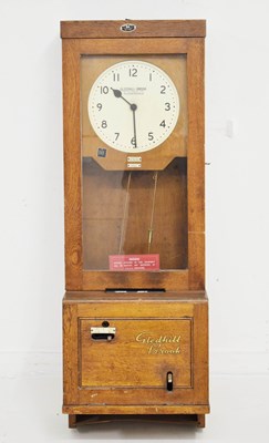 Lot 403 - Gledhill Brook oak cased time recorder / clocking in clock