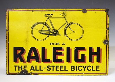 Lot 268 - Advertising – ‘Ride A Raleigh - The All-Steel Bicycle’ pictorial enamel sign