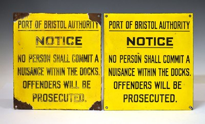 Lot 270 - Bristol interest - Two 20th century Port of Bristol Authority enamel signs