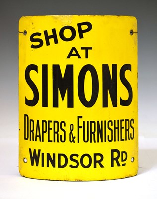 Lot 271 - Advertising - Early 20th century curved enamel sign 'Shop at Simons'