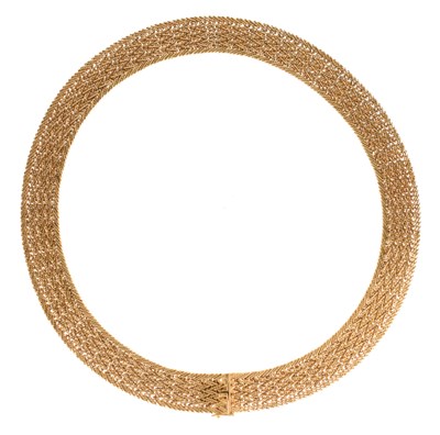 Lot 42 - Mid 20th century French 18ct (750) collar necklace of heavy gauge, 85.2g approx