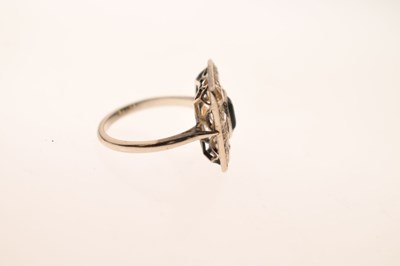 Lot 24 - Art Deco green tourmaline and diamond cluster ring