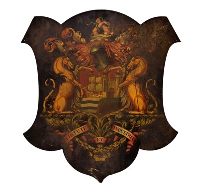 Lot 245 - Bristol Interest - 19th century wooden armorial cartouche