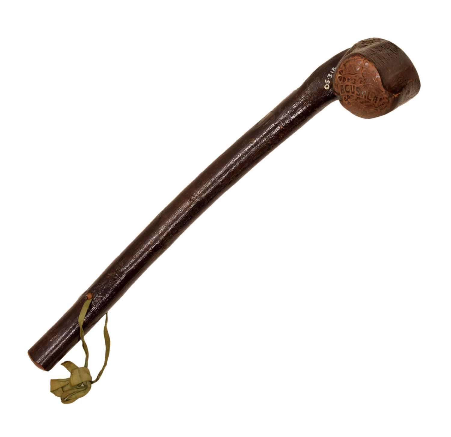 Lot 242 - Irish Folk Art carved rootwood shillelagh, circa 1900