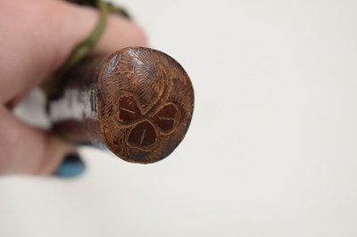 Lot 242 - Irish Folk Art carved rootwood shillelagh, circa 1900