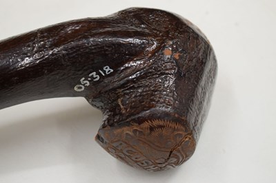 Lot 242 - Irish Folk Art carved rootwood shillelagh, circa 1900