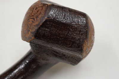 Lot 242 - Irish Folk Art carved rootwood shillelagh, circa 1900