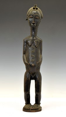 Lot 254 - West African carved wooden fertility figure, probably Baule, Ivory Coast / Cote d'Ivoire
