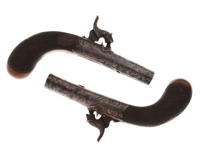 Lot 184 - Cased pair of 80 bore percussion boxlock pocket pistols, 'Farmer, Cardiff'
