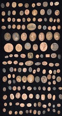 Lot 203 - Collection of approximately one hundred and forty-six Grand Tour style cast metal intaglios