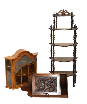 Lot 621 - Cabinet, what-not, carved corner cupboard