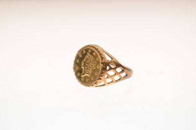 Lot 37 - US 1 dollar 1853 coin 9ct gold ring