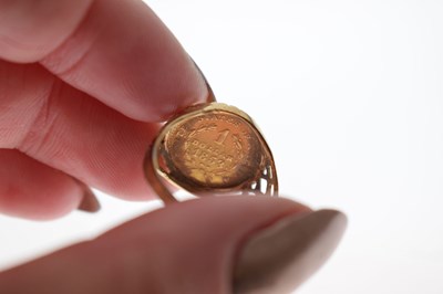 Lot 37 - US 1 dollar 1853 coin 9ct gold ring