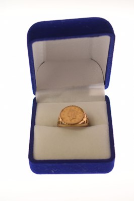 Lot 37 - US 1 dollar 1853 coin 9ct gold ring