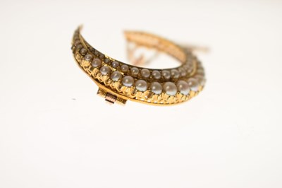 Lot 29 - Victorian 15ct gold pearl crescent brooch