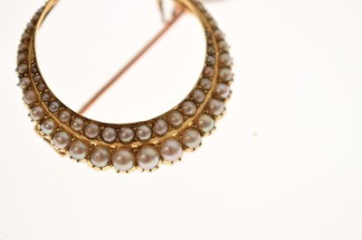 Lot 29 - Victorian 15ct gold pearl crescent brooch