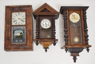 Lot 407 - Two spring-driven Vienna wall clocks plus American wall clock