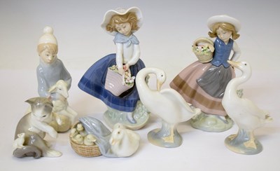 Lot 296 - Lladro - Group of seven porcelain figures