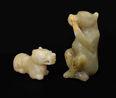 Lot 324 - Two Chinese carved jade animals