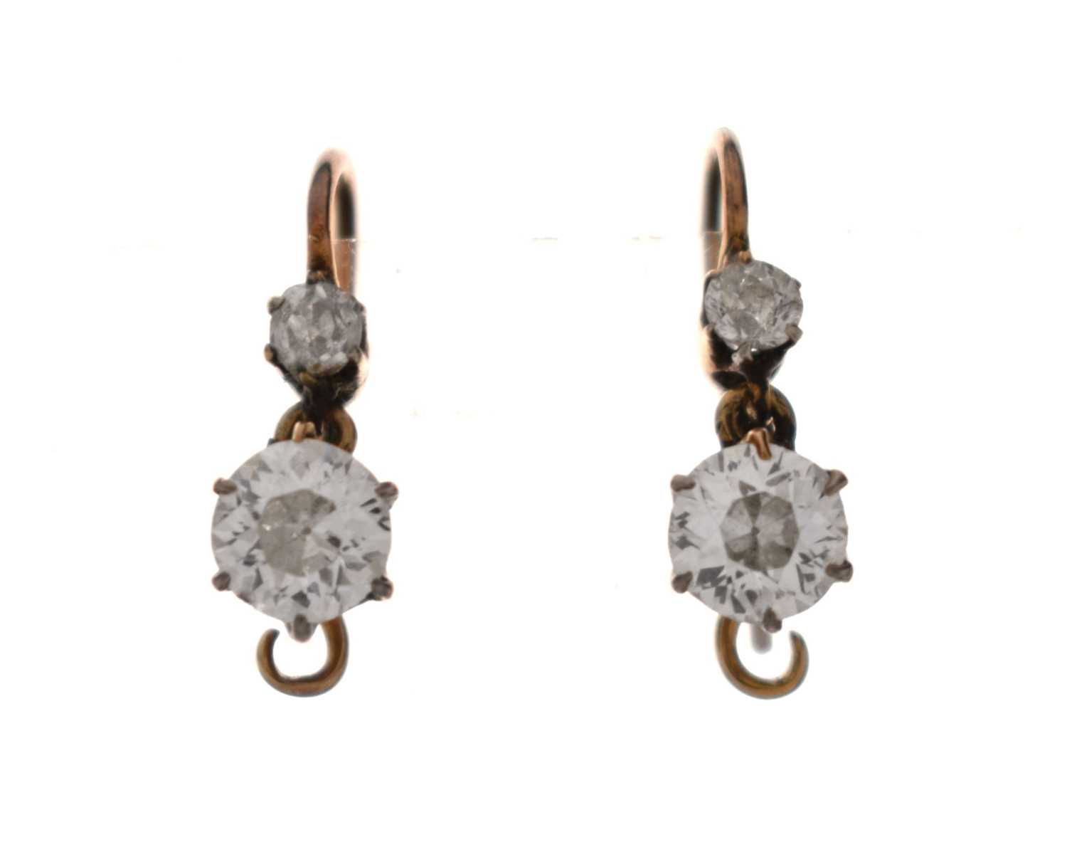 Lot 60 - Pair of early 20th century diamond drop earrings
