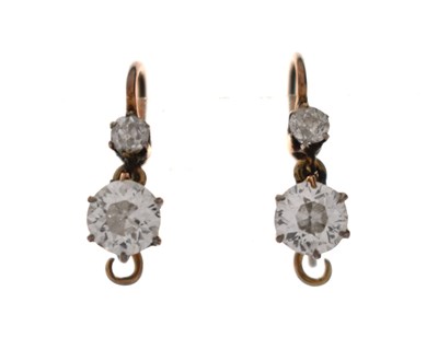 Lot 60 - Pair of early 20th century diamond drop earrings